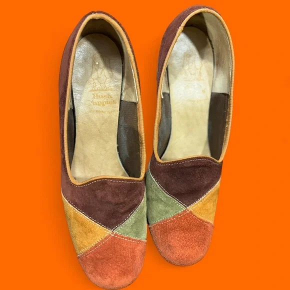 Beautiful vintage suede patchwork groovy MCM colored heels - Picture 7 of 8